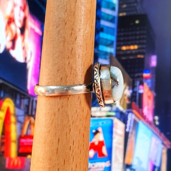 Larimar Gemstone Sterling Silver Plated Ring Size 6 - Picture 5 of 9